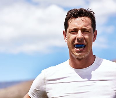 Man wearing a mouthguard