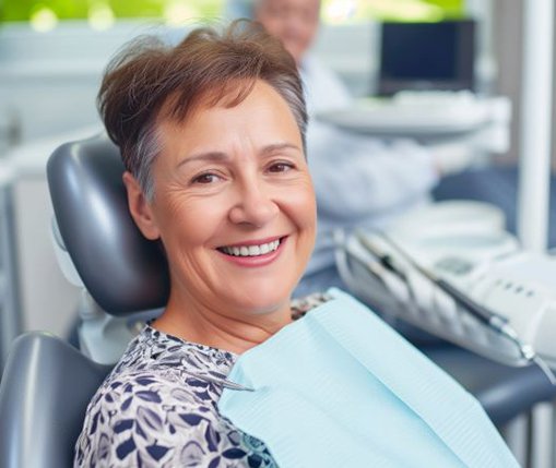 Happy, smiling older dental patient